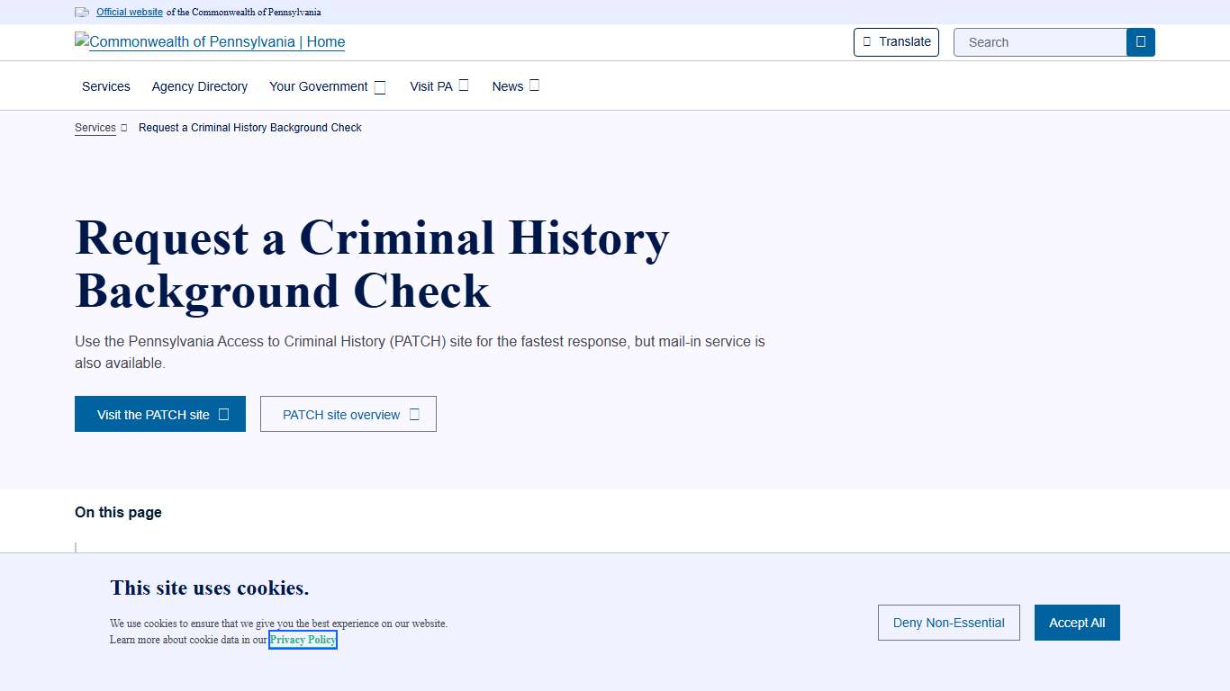 Request a Criminal History Background Check Commonwealth of Pennsylvania